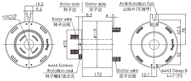 212004250212004250系列大电流滑环 系列滑环外形图纸
