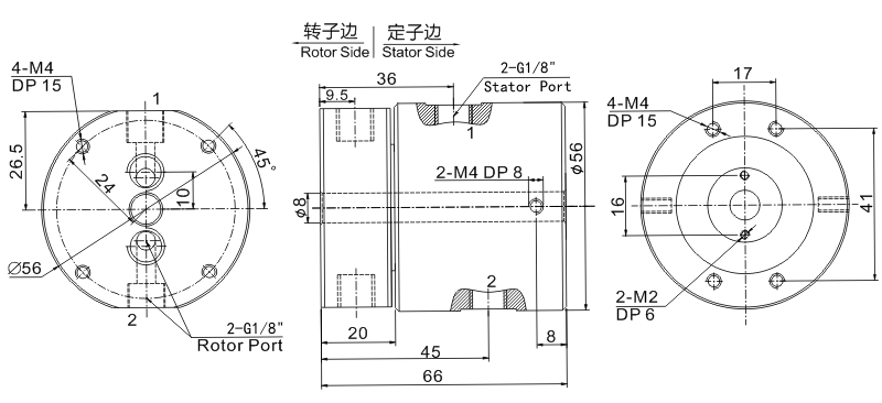30020063002006系列二通路旋转接头 系列滑环外形图纸