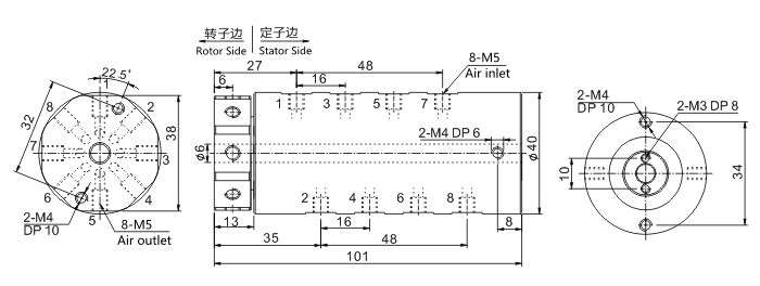 30080043008004系列多通路导气滑环 系列滑环外形图纸