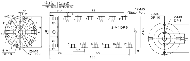 30120043012004系列多通路气动滑环 系列滑环外形图纸