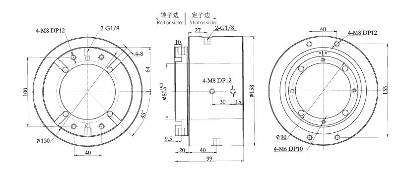 38020063802006系列纯气动旋转接头 系列滑环外形图纸