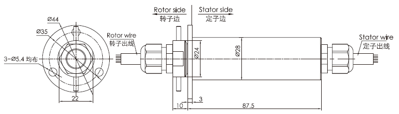 f028F028系列水下工作滑环(外径28mm,IP68) 系列滑环外形图纸