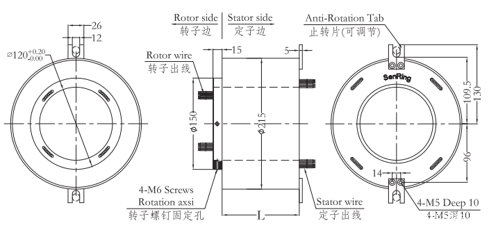 h120215H120215系列大孔径过孔米兰体育最近消息 系列滑环外形图纸