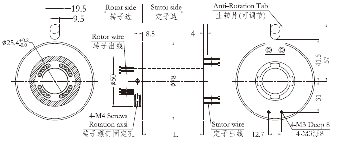 h2578H2578系列过孔米兰体育最近消息 系列滑环外形图纸