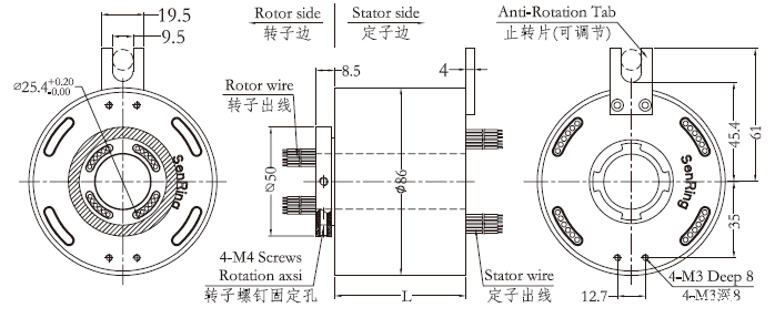 h2586H2586系列(过孔式、空心轴)滑环 系列滑环外形图纸