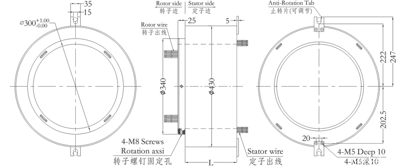 h300430H300430系列超大孔径过孔米兰体育最近消息 系列滑环外形图纸