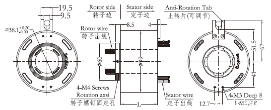 h3899H3899系列（过孔式、空心轴）滑环 系列滑环外形图纸