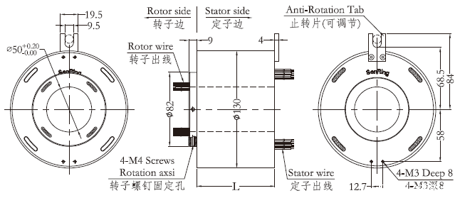 h50130H50130系列过孔米兰体育最近消息 系列滑环外形图纸