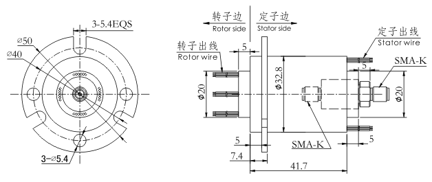 hf0118-32HF0118-32系列单通道18GHz射频滑环 系列滑环外形图纸