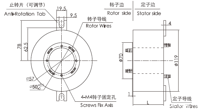 k350K350系列超薄扁平盘式滑环 系列滑环外形图纸